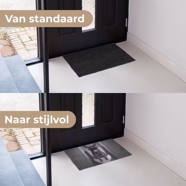 Ezel - Telefoon - Toilet - Zwart - Wit Deurmat klein -voor-na_NL