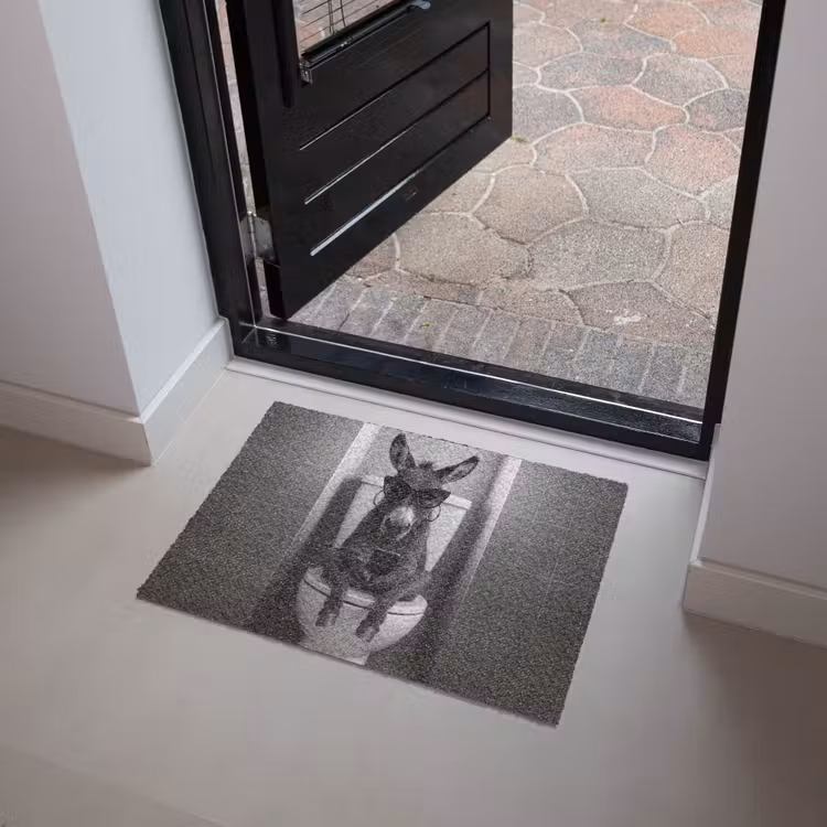 Ezel - Telefoon - Toilet - Zwart - Wit Deurmat klein -sfeer5