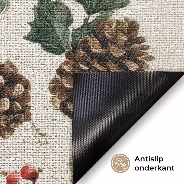 Feestelijk - Textielpatroon - Kerstbloemen - Kleurrijk Deurmat klein -antislip_NL