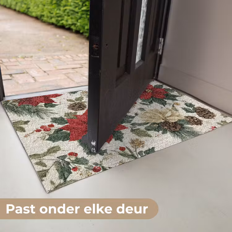Feestelijk - Textielpatroon - Kerstbloemen - Kleurrijk Deurmat klein -USP_NL