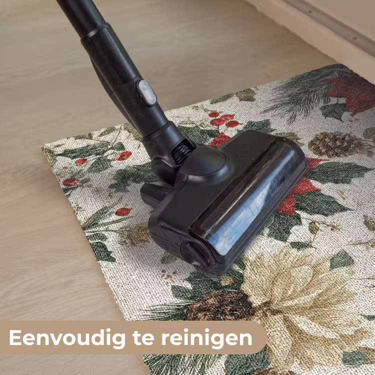 Feestelijk - Textielpatroon - Kerstbloemen - Kleurrijk Deurmat klein -reinigen_NL
