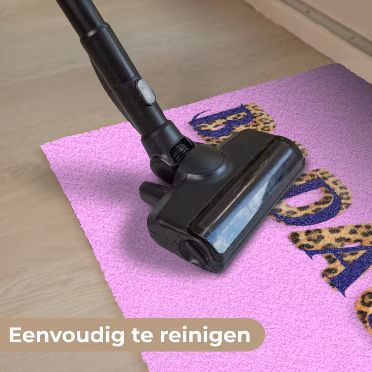 Felroze - Badass - Panterprint - Schaduw Deurmat klein -reinigen_NL