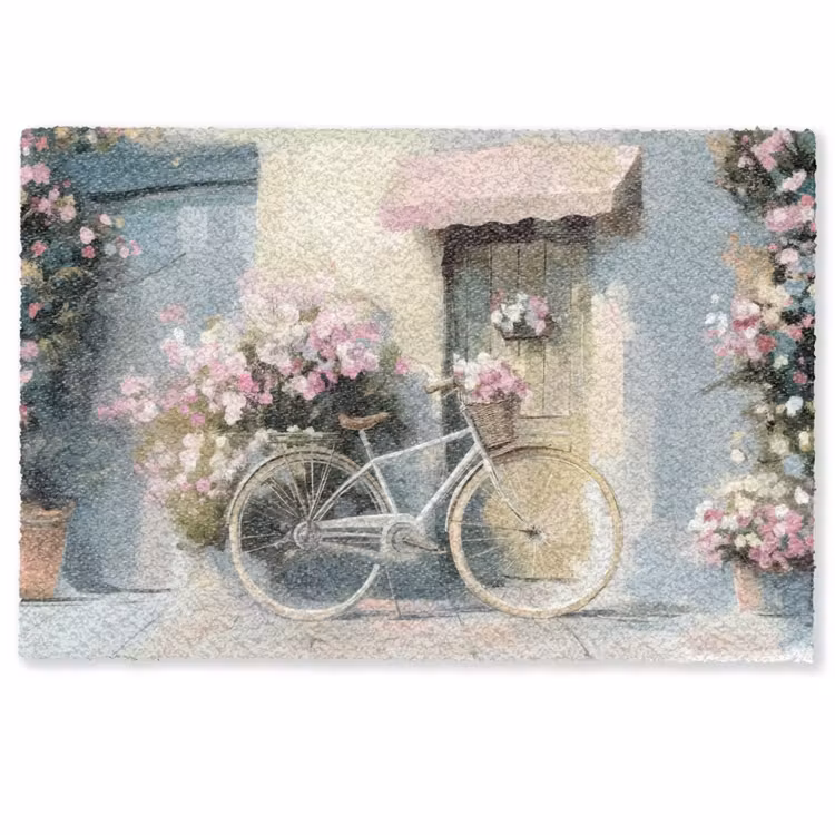 Fiets - Pastelkleuren - Bloemen Deurmat klein -zkaufland3d