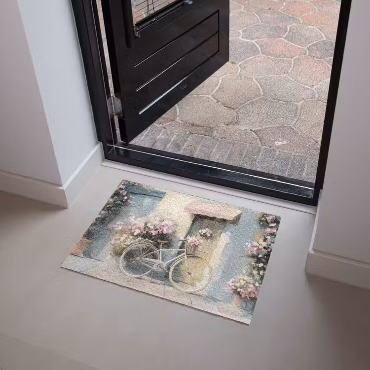 Fiets - Pastelkleuren - Bloemen Deurmat klein -sfeer5