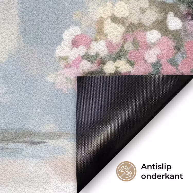 Fiets - Pastelkleuren - Bloemen Deurmat klein -antislip_NL