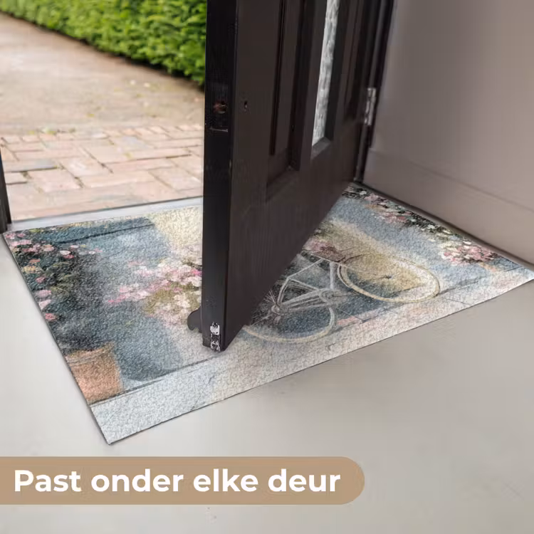 Fiets - Pastelkleuren - Bloemen Deurmat klein -USP_NL