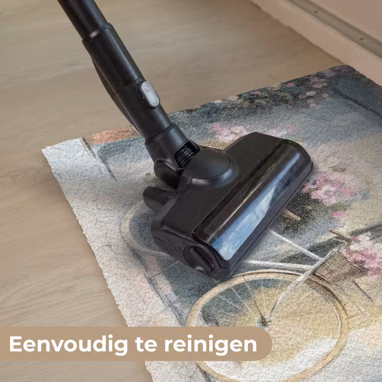 Fiets - Pastelkleuren - Bloemen Deurmat klein -reinigen_NL