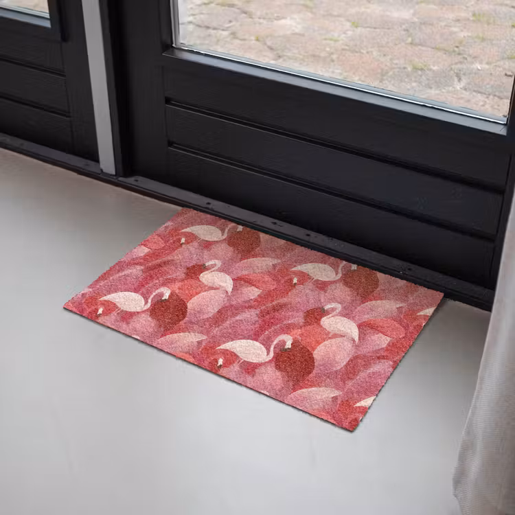 Flamingo - Botanisch - Elegant - Roze - Rood Deurmat klein 898 -sfeer2