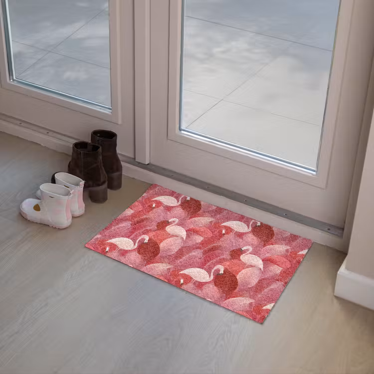 Flamingo - Botanisch - Elegant - Roze - Rood Deurmat klein 898 -sfeer3