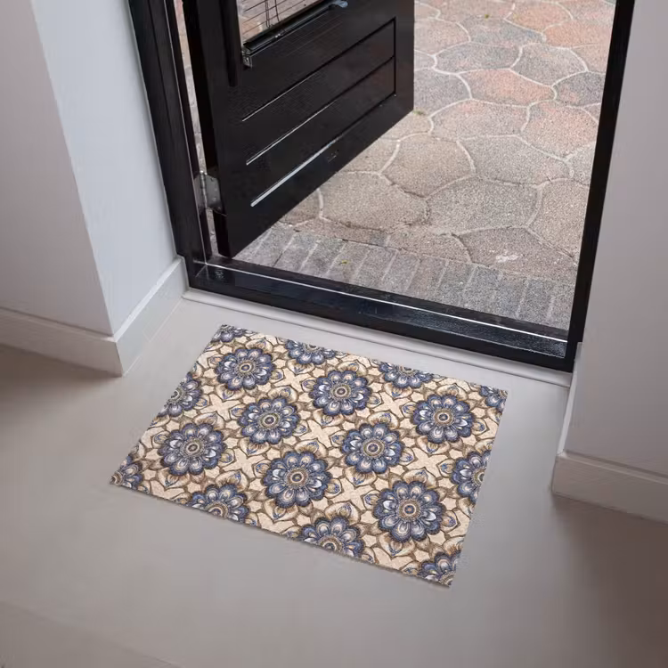 Floraal - Ornament - Blauw Deurmat klein 898 -sfeer5
