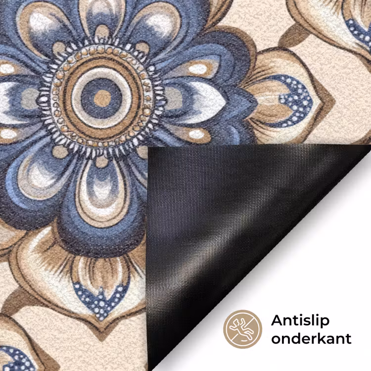Floraal - Ornament - Blauw Deurmat klein 898 -antislip_NL