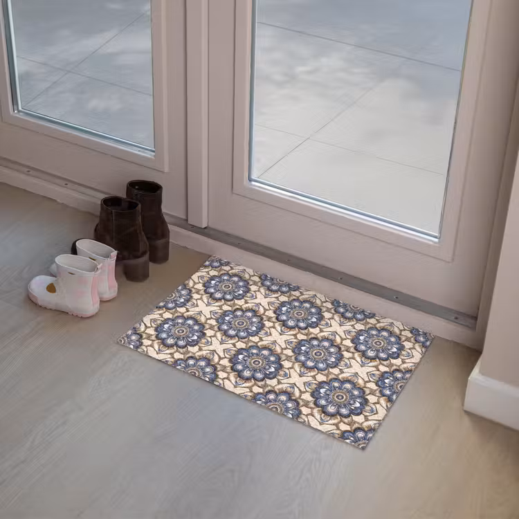 Floraal - Ornament - Blauw Deurmat klein 898 -sfeer3