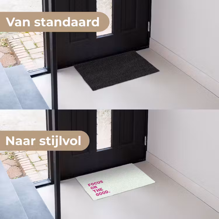 Focus on the good - Beige - Roze Deurmat klein -voor-na_NL