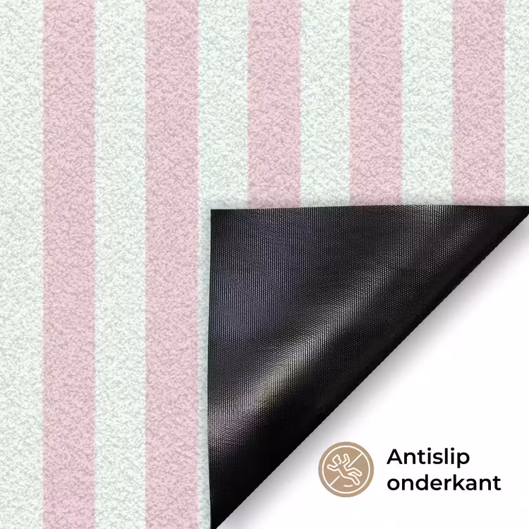 Focus on the good - Strepen - Roze - Smiley Deurmat klein -antislip_NL