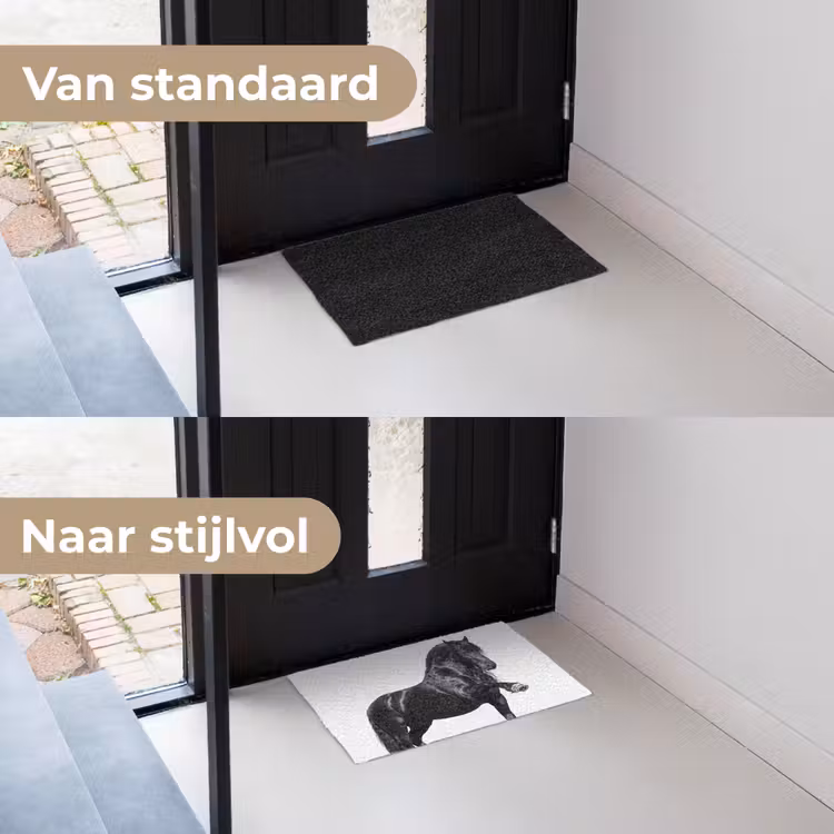 Fries - Hengst - Modern Deurmat klein -voor-na_NL