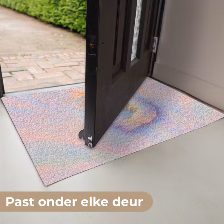 Garnaal - Subtiele structuur - Blauw - Roze Deurmat klein -USP_NL