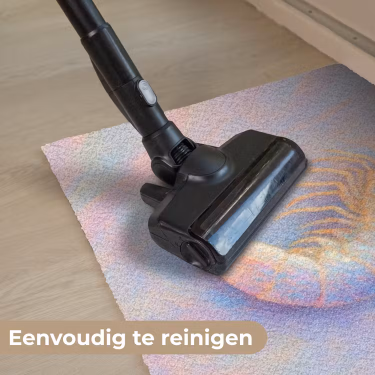 Garnaal - Subtiele structuur - Blauw - Roze Deurmat klein -reinigen_NL