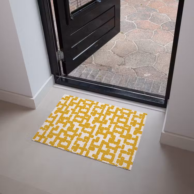 Geel - Beige - Patroon Deurmat klein 898 -sfeer5