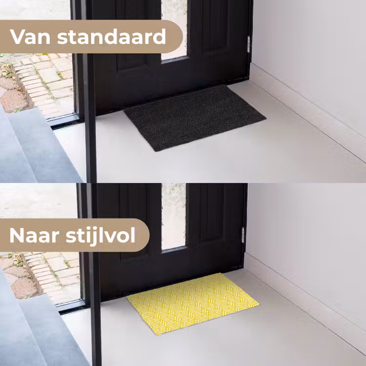 Geel - Patroon - Geometrisch Deurmat klein 898 -voor-na_NL