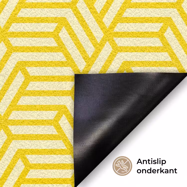 Geel - Patroon - Geometrisch Deurmat klein 898 -antislip_NL