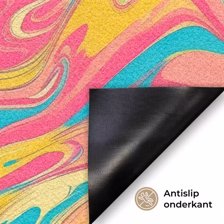 Geel - Roze - Blauw - Retro Deurmat klein -antislip_NL
