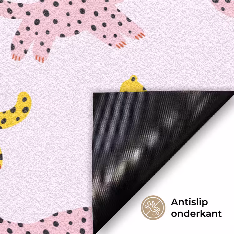 Geel - Roze - Katten - Wit Deurmat klein 898 -antislip_NL