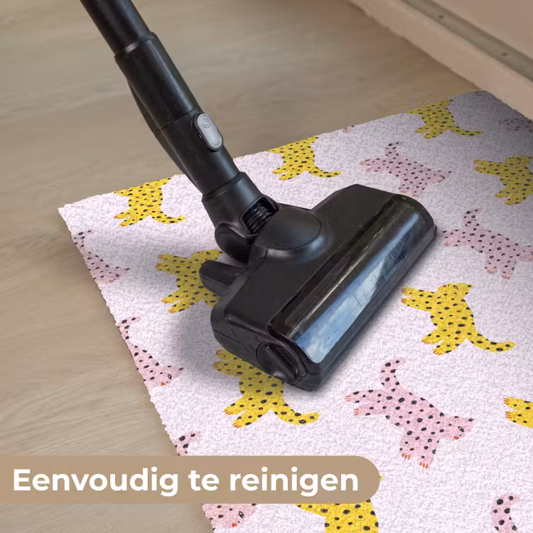 Geel - Roze - Katten - Wit Deurmat klein 898 -reinigen_NL