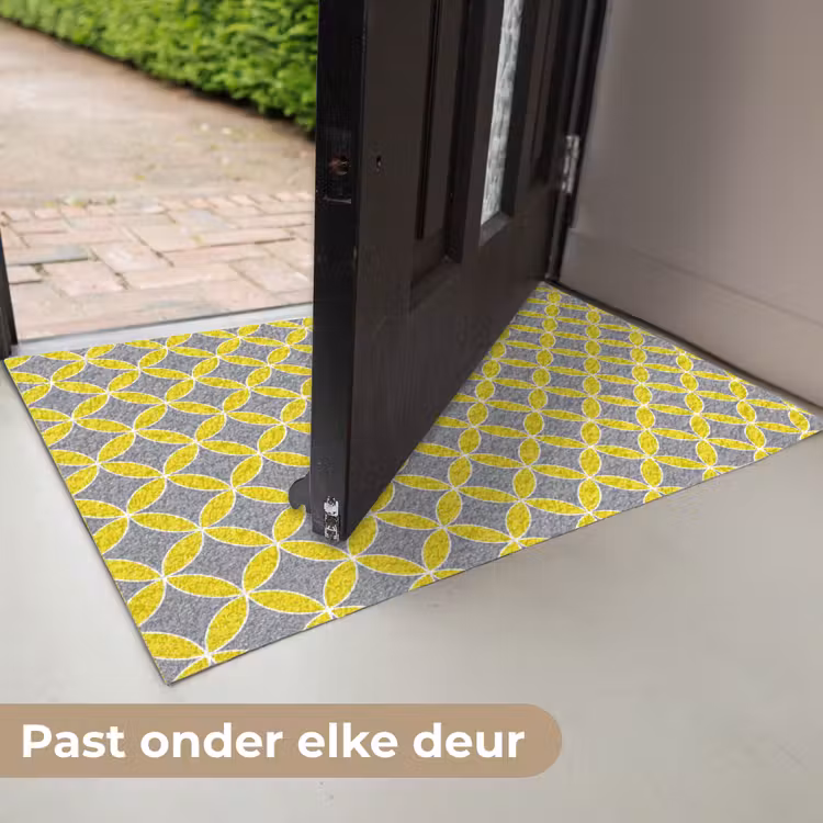 Geometrisch - Cirkels - Modern - Grijs - Geel Deurmat klein 898 -USP_NL