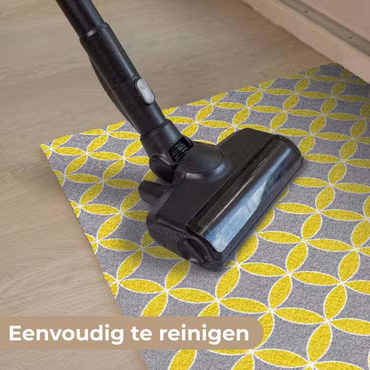 Geometrisch - Cirkels - Modern - Grijs - Geel Deurmat klein 898 -reinigen_NL