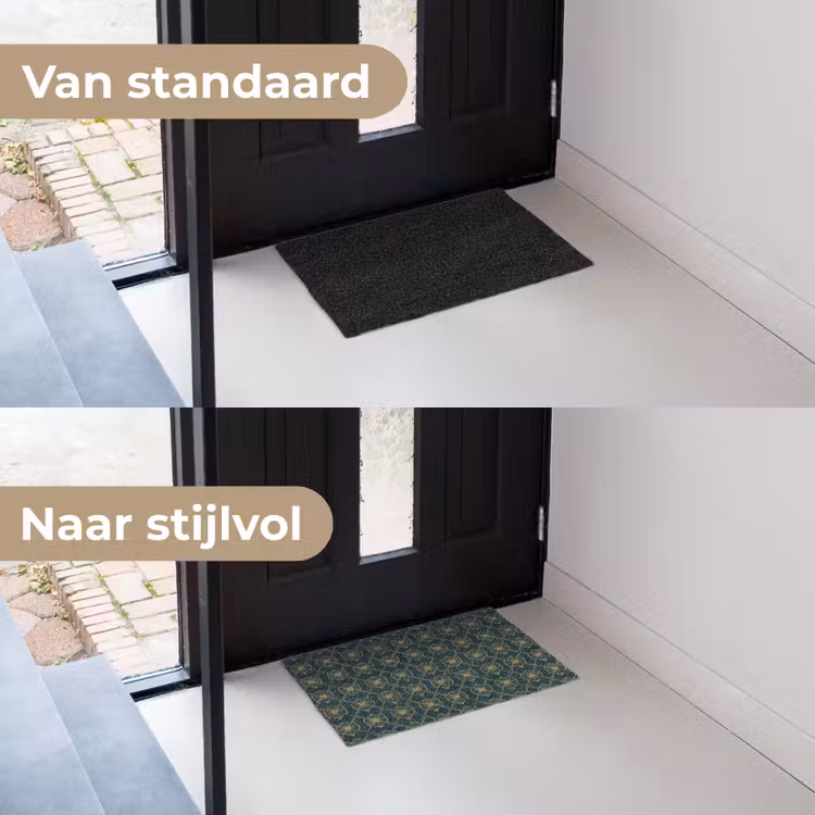 Geometrisch - Elegant - Groen Deurmat klein 898 -voor-na_NL