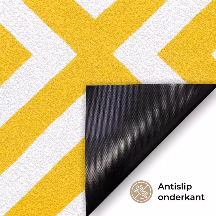 Geometrisch - Lijnen - Modern - Geel - Wit Deurmat klein 898 -antislip_NL