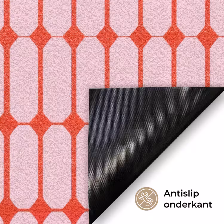 Geometrisch - Minimalistisch - Rood - Roze Deurmat klein 898 -antislip_NL