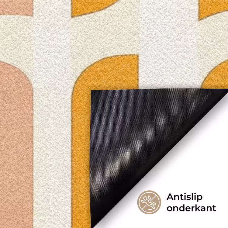 Geometrisch - Patroon - Geel - Roze Deurmat klein 898 -antislip_NL