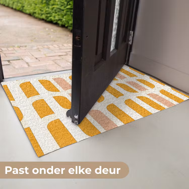Geometrisch - Patroon - Geel - Roze Deurmat klein 898 -USP_NL