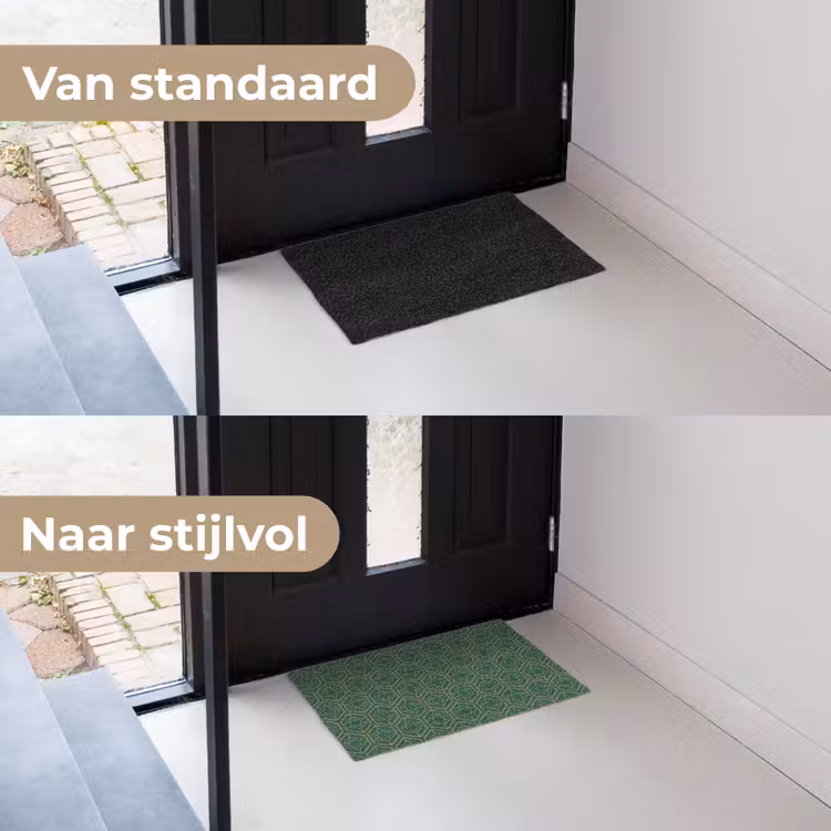 Geometrisch - Patroon - Groen Deurmat klein 898 -voor-na_NL