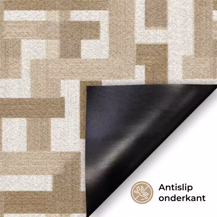 Geometrisch - Retro - Bruin Deurmat klein 898 -antislip_NL