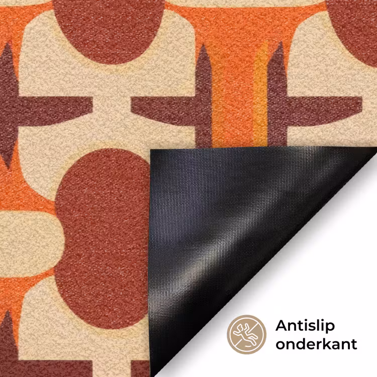 Geometrisch - Retro - Oranje Deurmat klein 898 -antislip_NL