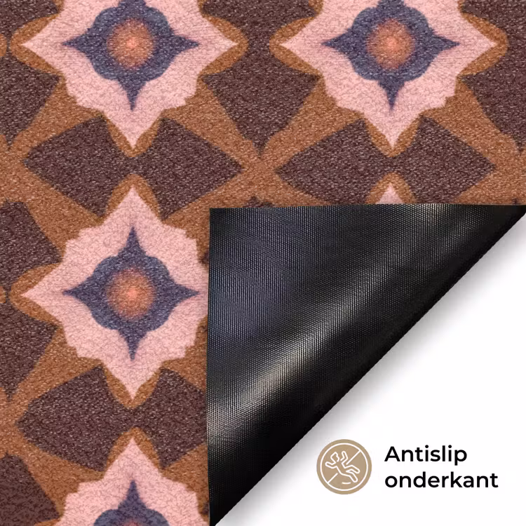 Geometrisch - Sierlijk - Bruin Deurmat klein 898 -antislip_NL
