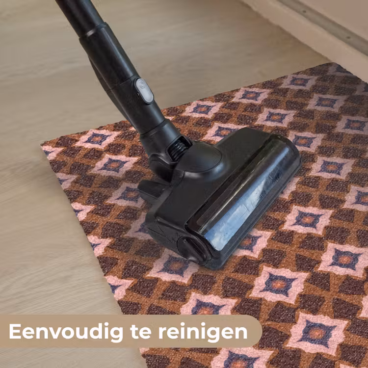 Geometrisch - Sierlijk - Bruin Deurmat klein 898 -reinigen_NL