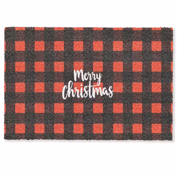Geruit - Rood - Tekst - Christmas Deurmat klein -zkaufland3d
