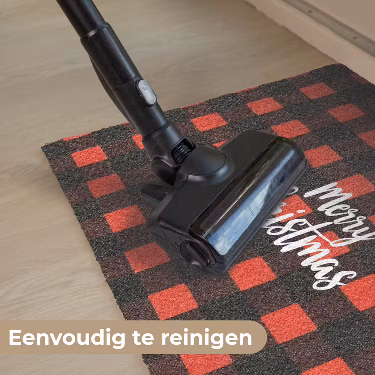 Geruit - Rood - Tekst - Christmas Deurmat klein -reinigen_NL
