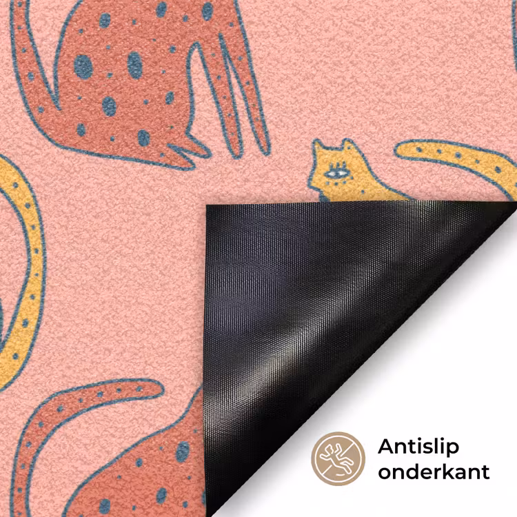 Gestipt - Katten - Zalmroze Deurmat klein 898 -antislip_NL