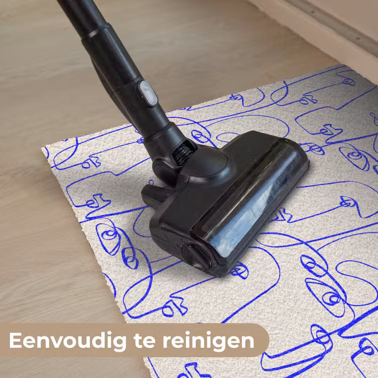 Gezicht - Blauw - Lijnen - Beige Deurmat klein 898 -reinigen_NL