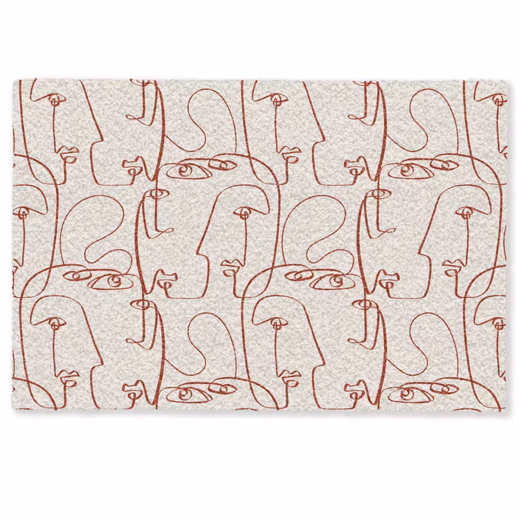 Gezichten - Abstract - Rood - Beige Deurmat klein 898 -zkaufland3d