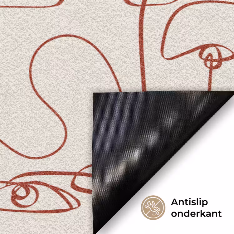 Gezichten - Abstract - Rood - Beige Deurmat klein 898 -antislip_NL