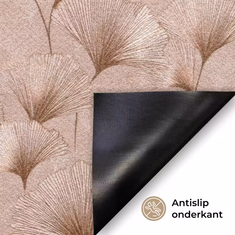 Ginkgo - Patroon - Roze Deurmat klein 898 -antislip_NL