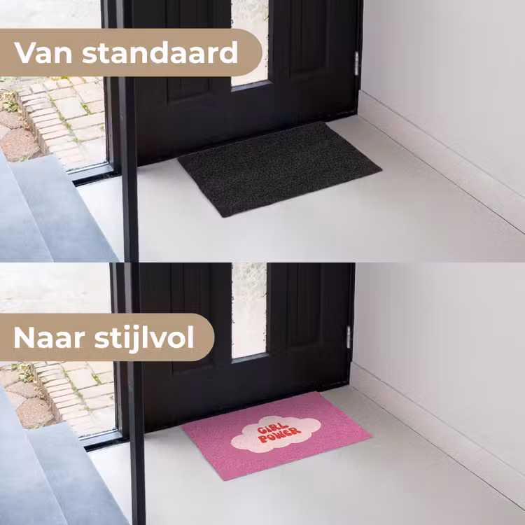 Girl power - Wolk - Roze Deurmat klein -voor-na_NL