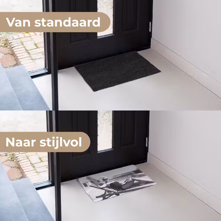 Glamour - Modern - Zwart - Wit Deurmat klein -voor-na_NL
