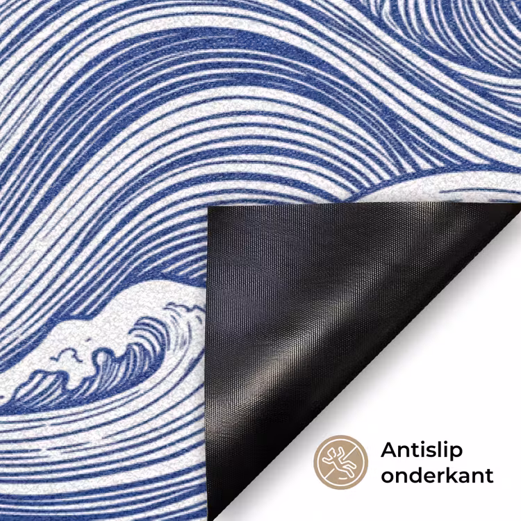 Golf - Japans - Zee - Illustratie - Blauw Deurmat klein -antislip_NL