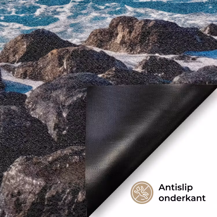 Golf - Oceaan - Brekend - Water - Blauw Deurmat klein -antislip_NL
